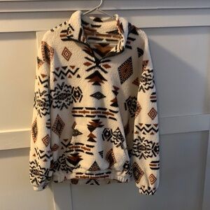 Aztec Pattern Sherpa Pullover